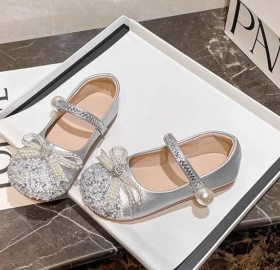 Girls Crystal Sparkle Princess Shoes Kids Fashion Leather Comfortable Party Performance Flats for Toddlers - Mom & Kids