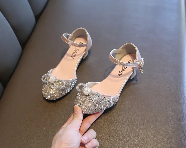 Girls High Heels for Kids Party Wedding Evening Dress Shoes 2021 Fashion Crystal Summer Princess Stockings Girl Sandals E02165 - Mom & Kids