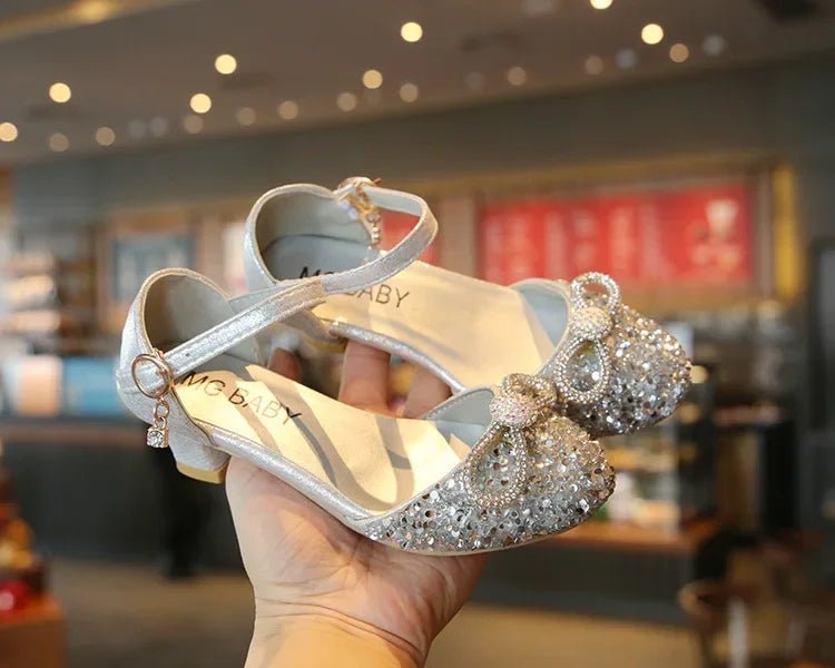 Girls High Heels for Kids Party Wedding Evening Dress Shoes 2021 Fashion Crystal Summer Princess Stockings Girl Sandals E02165 - Mom & Kids