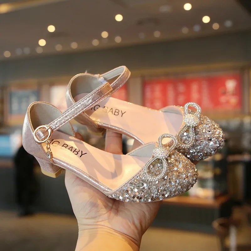 Girls High Heels for Kids Party Wedding Evening Dress Shoes 2021 Fashion Crystal Summer Princess Stockings Girl Sandals E02165 - Mom & Kids
