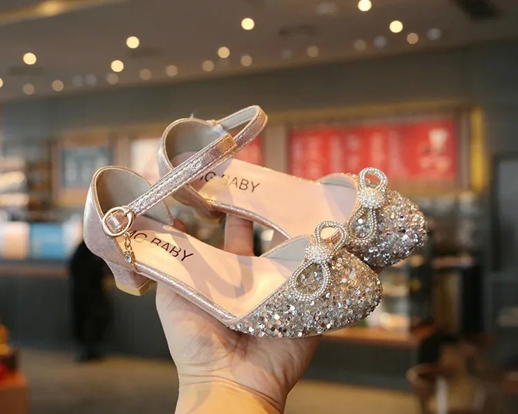 Girls High Heels for Kids Party Wedding Evening Dress Shoes 2021 Fashion Crystal Summer Princess Stockings Girl Sandals E02165 - Mom & Kids