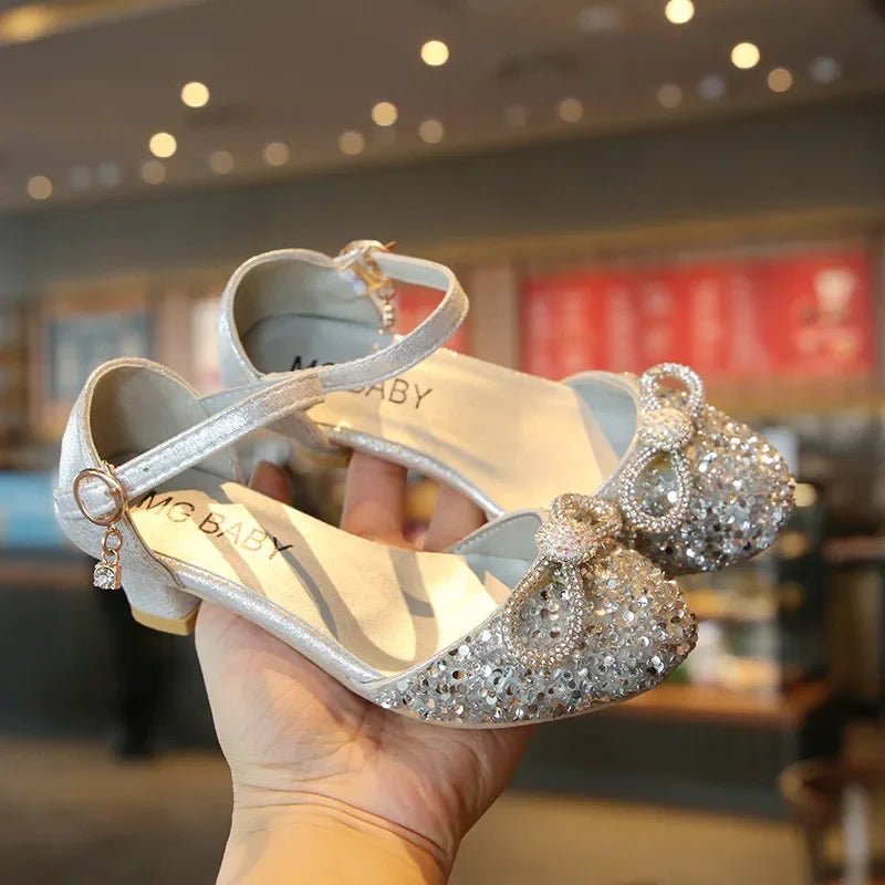 Girls High Heels for Kids Party Wedding Evening Dress Shoes 2021 Fashion Crystal Summer Princess Stockings Girl Sandals E02165 - Mom & Kids