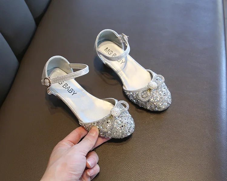 Girls High Heels for Kids Party Wedding Evening Dress Shoes 2021 Fashion Crystal Summer Princess Stockings Girl Sandals E02165 - Mom & Kids