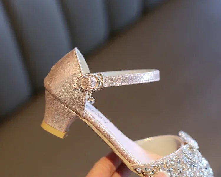 Girls High Heels for Kids Party Wedding Evening Dress Shoes 2021 Fashion Crystal Summer Princess Stockings Girl Sandals E02165 - Mom & Kids