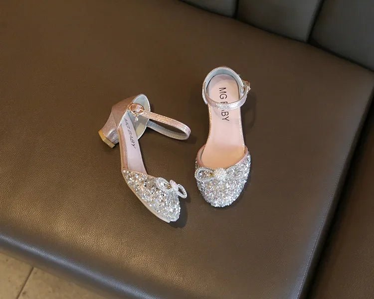 Girls High Heels for Kids Party Wedding Evening Dress Shoes 2021 Fashion Crystal Summer Princess Stockings Girl Sandals E02165 - Mom & Kids