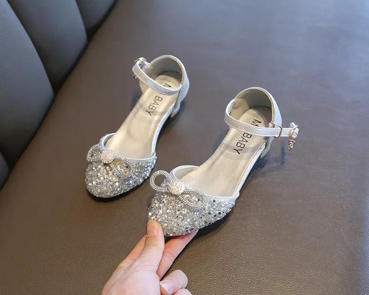 Girls High Heels for Kids Party Wedding Evening Dress Shoes 2021 Fashion Crystal Summer Princess Stockings Girl Sandals E02165 - Mom & Kids