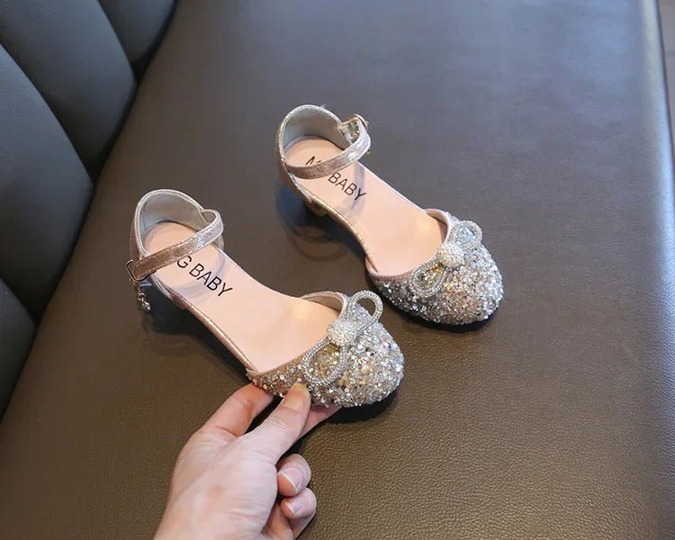 Girls High Heels for Kids Party Wedding Evening Dress Shoes 2021 Fashion Crystal Summer Princess Stockings Girl Sandals E02165 - Mom & Kids