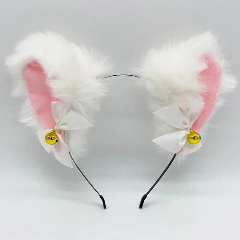 Girls Lace Bow Necklace Plush Bell Hairband Cosplay Masquerade-Party Costume Hair Accessories - Mom & Kids