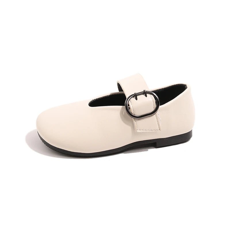 Girls' leather shoes spring new children's round toe flat fashion simple princess shoes single shoes - Mom & Kids