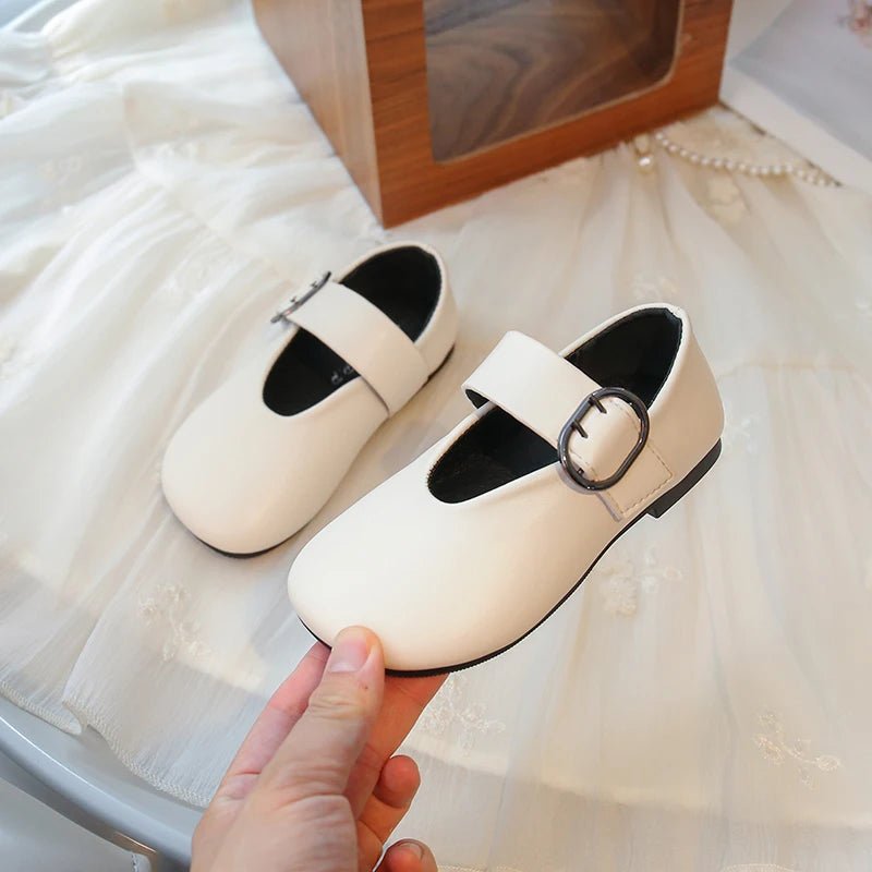 Girls' leather shoes spring new children's round toe flat fashion simple princess shoes single shoes - Mom & Kids