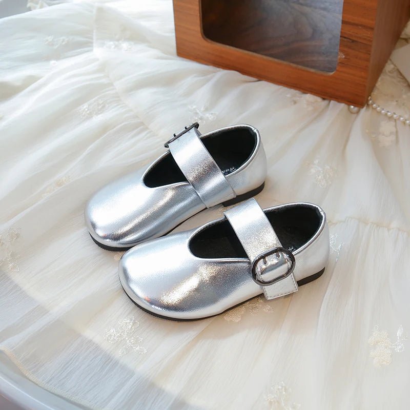 Girls' leather shoes spring new children's round toe flat fashion simple princess shoes single shoes - Mom & Kids