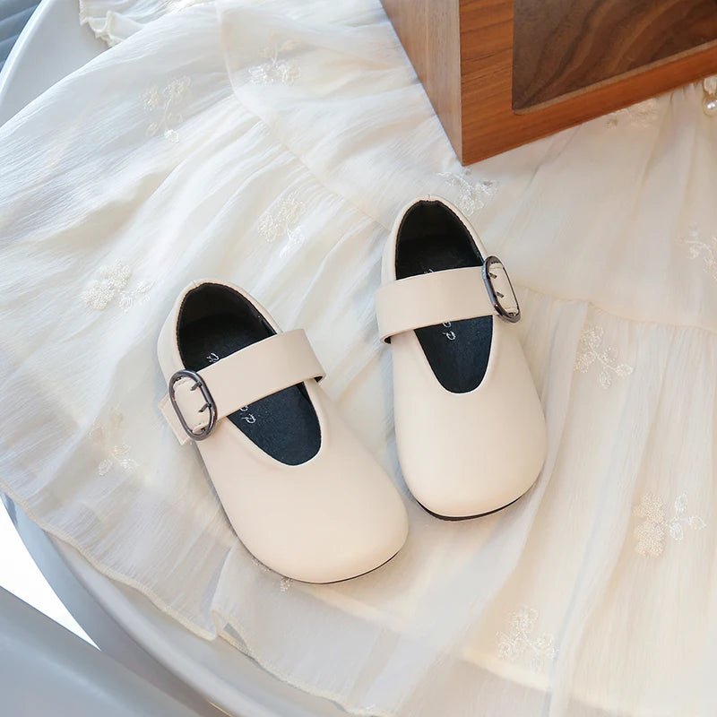 Girls' leather shoes spring new children's round toe flat fashion simple princess shoes single shoes - Mom & Kids