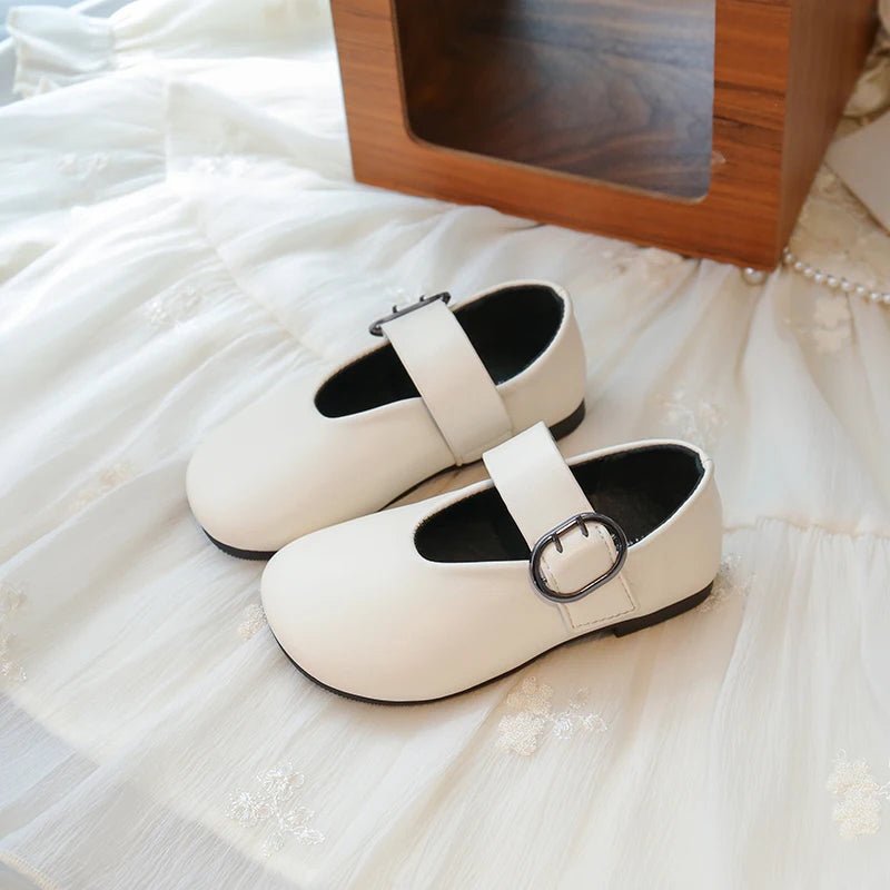 Girls' leather shoes spring new children's round toe flat fashion simple princess shoes single shoes - Mom & Kids