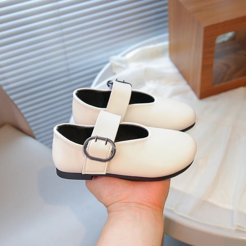 Girls' leather shoes spring new children's round toe flat fashion simple princess shoes single shoes - Mom & Kids