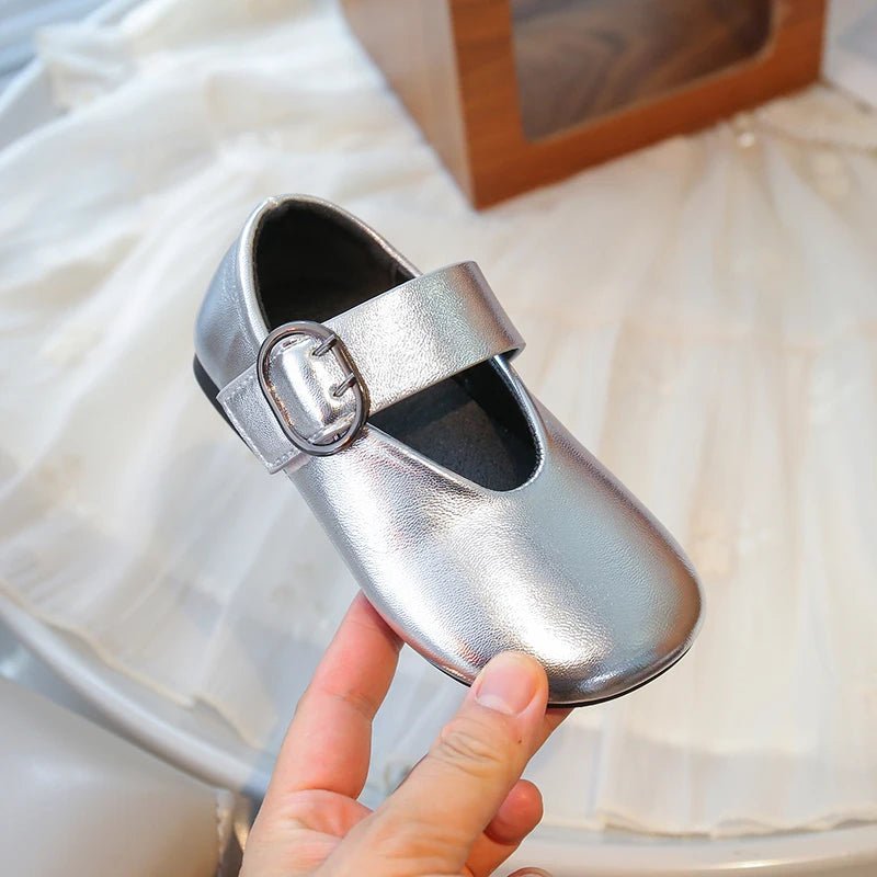 Girls' leather shoes spring new children's round toe flat fashion simple princess shoes single shoes - Mom & Kids