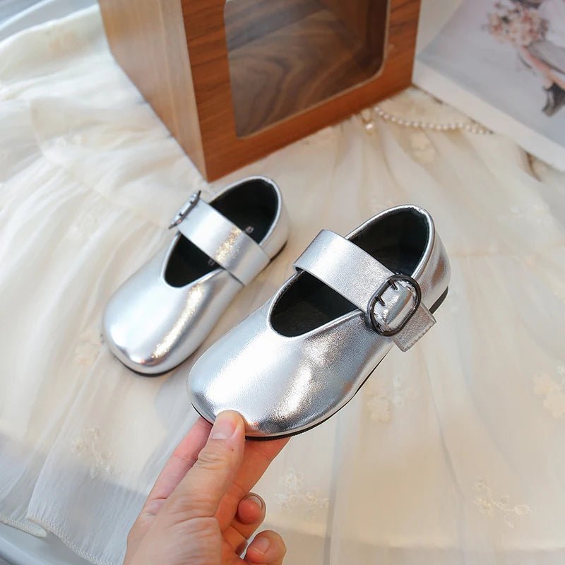 Girls' leather shoes spring new children's round toe flat fashion simple princess shoes single shoes - Mom & Kids