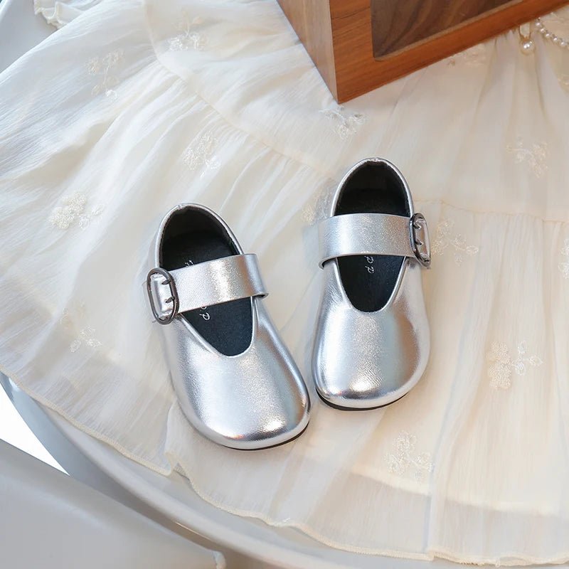 Girls' leather shoes spring new children's round toe flat fashion simple princess shoes single shoes - Mom & Kids