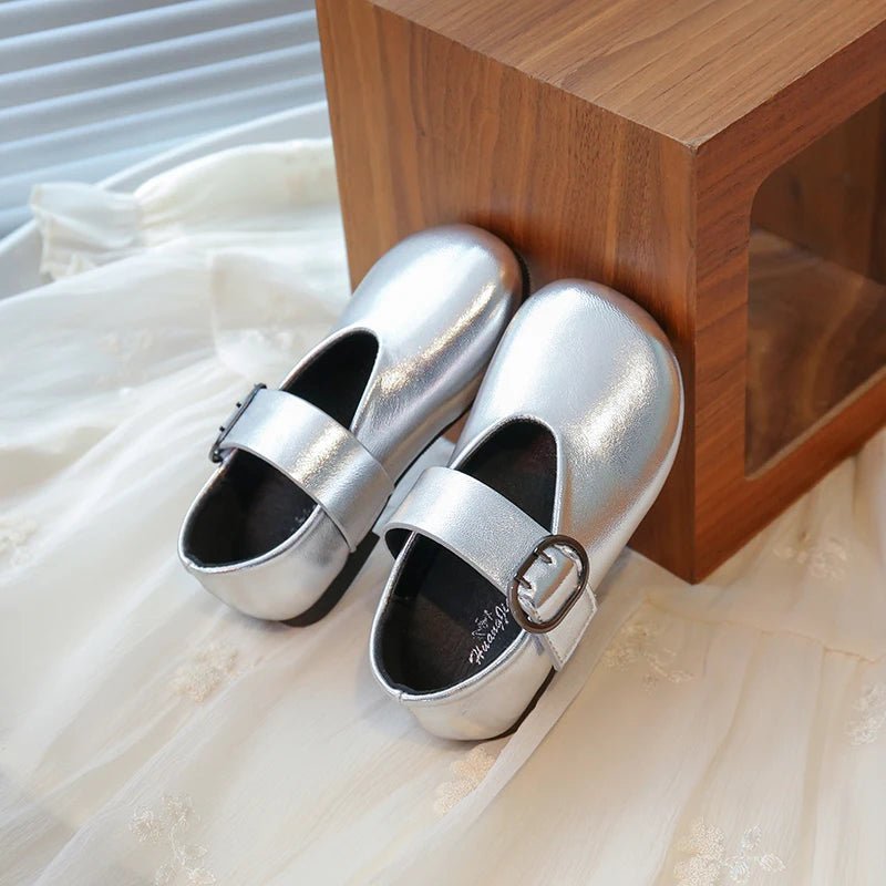 Girls' leather shoes spring new children's round toe flat fashion simple princess shoes single shoes - Mom & Kids