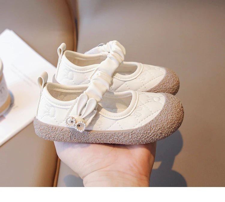 Girl's Mary Janes Cute Flat Sewing Pu Leather Little Children Leather Shoes Pu 21-30 Hook-loop Anti-slip Lovely Kids Spring Shoe - Mom & Kids