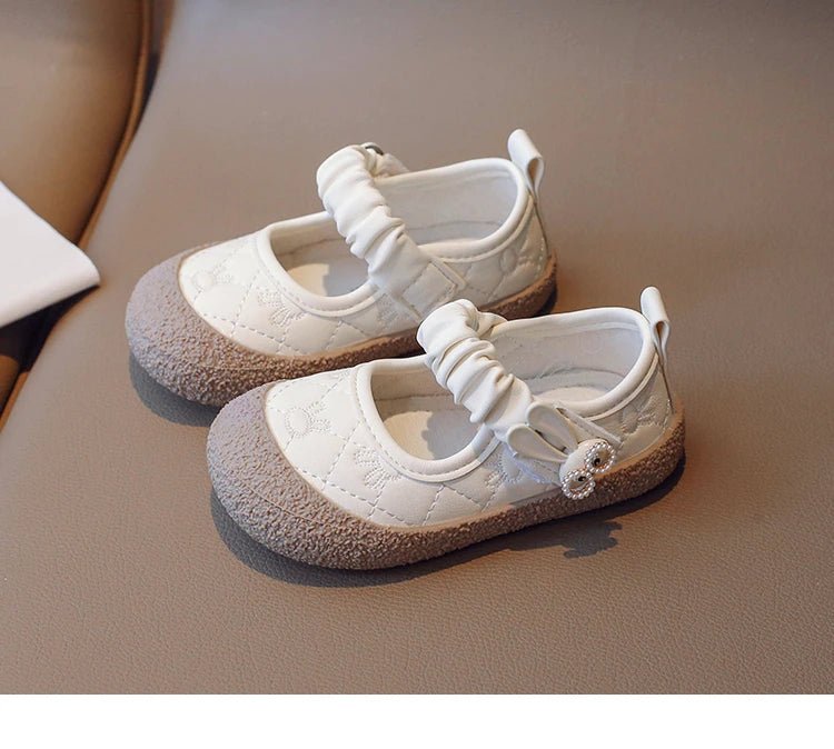Girl's Mary Janes Cute Flat Sewing Pu Leather Little Children Leather Shoes Pu 21-30 Hook-loop Anti-slip Lovely Kids Spring Shoe - Mom & Kids