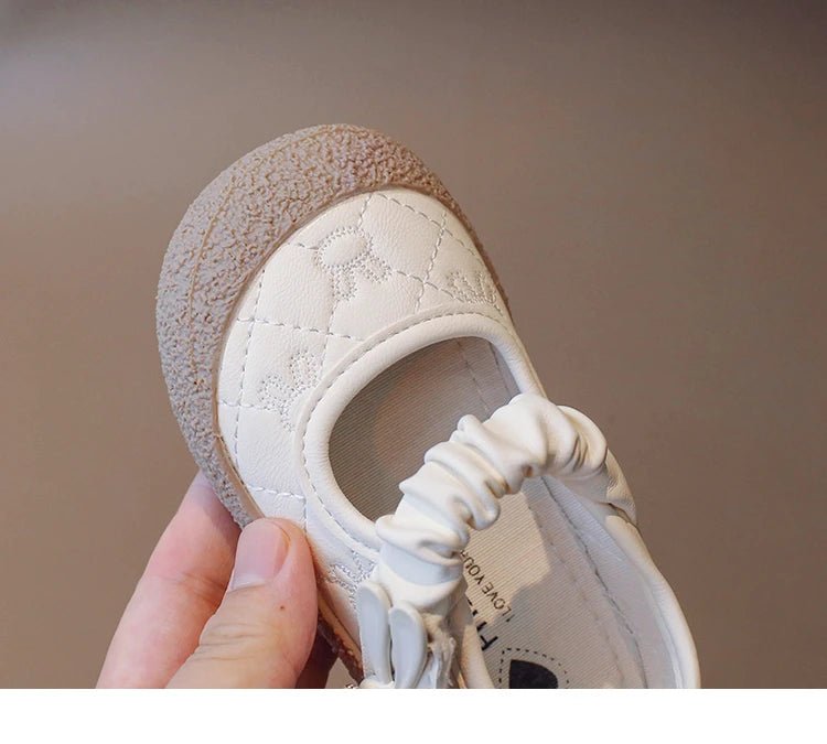 Girl's Mary Janes Cute Flat Sewing Pu Leather Little Children Leather Shoes Pu 21-30 Hook-loop Anti-slip Lovely Kids Spring Shoe - Mom & Kids