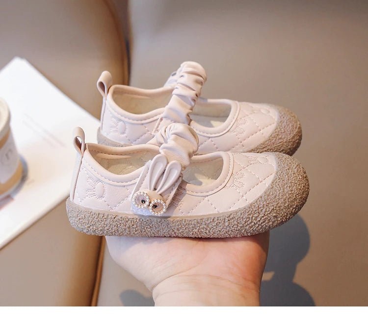 Girl's Mary Janes Cute Flat Sewing Pu Leather Little Children Leather Shoes Pu 21-30 Hook-loop Anti-slip Lovely Kids Spring Shoe - Mom & Kids