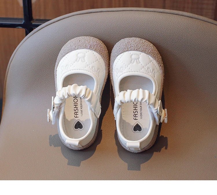 Girl's Mary Janes Cute Flat Sewing Pu Leather Little Children Leather Shoes Pu 21-30 Hook-loop Anti-slip Lovely Kids Spring Shoe - Mom & Kids