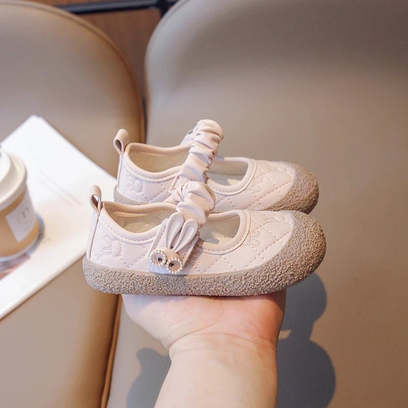 Girl's Mary Janes Cute Flat Sewing Pu Leather Little Children Leather Shoes Pu 21-30 Hook-loop Anti-slip Lovely Kids Spring Shoe - Mom & Kids