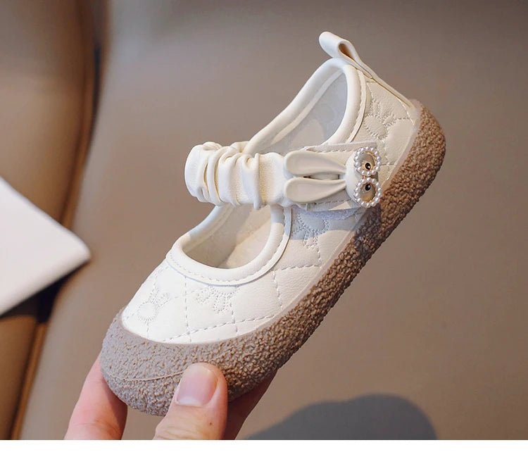 Girl's Mary Janes Cute Flat Sewing Pu Leather Little Children Leather Shoes Pu 21-30 Hook-loop Anti-slip Lovely Kids Spring Shoe - Mom & Kids