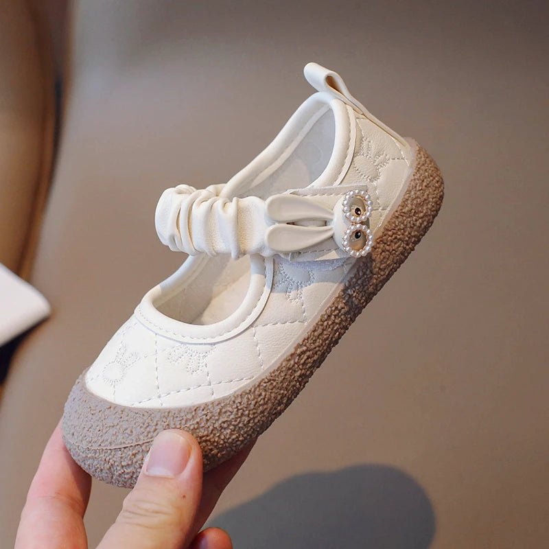 Girl's Mary Janes Cute Flat Sewing Pu Leather Little Children Leather Shoes Pu 21-30 Hook-loop Anti-slip Lovely Kids Spring Shoe - Mom & Kids