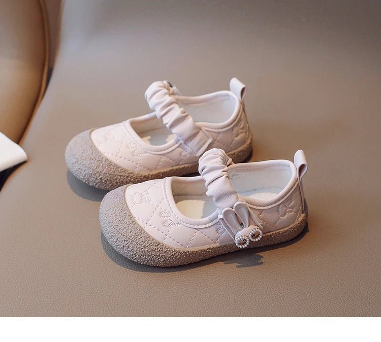 Girl's Mary Janes Cute Flat Sewing Pu Leather Little Children Leather Shoes Pu 21-30 Hook-loop Anti-slip Lovely Kids Spring Shoe - Mom & Kids