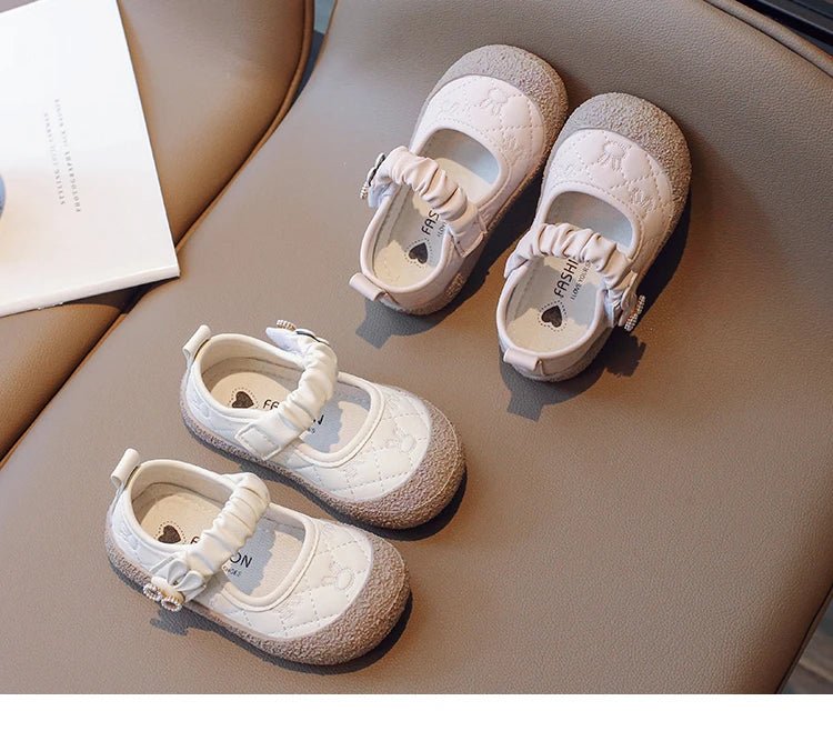 Girl's Mary Janes Cute Flat Sewing Pu Leather Little Children Leather Shoes Pu 21-30 Hook-loop Anti-slip Lovely Kids Spring Shoe - Mom & Kids