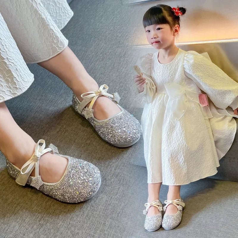 Girls Princess Shoes Round Toes Sweet Bows - Mom & Kids