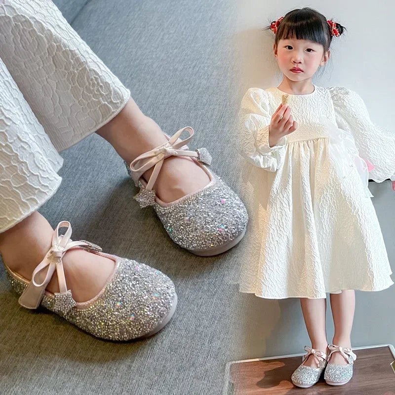 Girls Princess Shoes Round Toes Sweet Bows - Mom & Kids