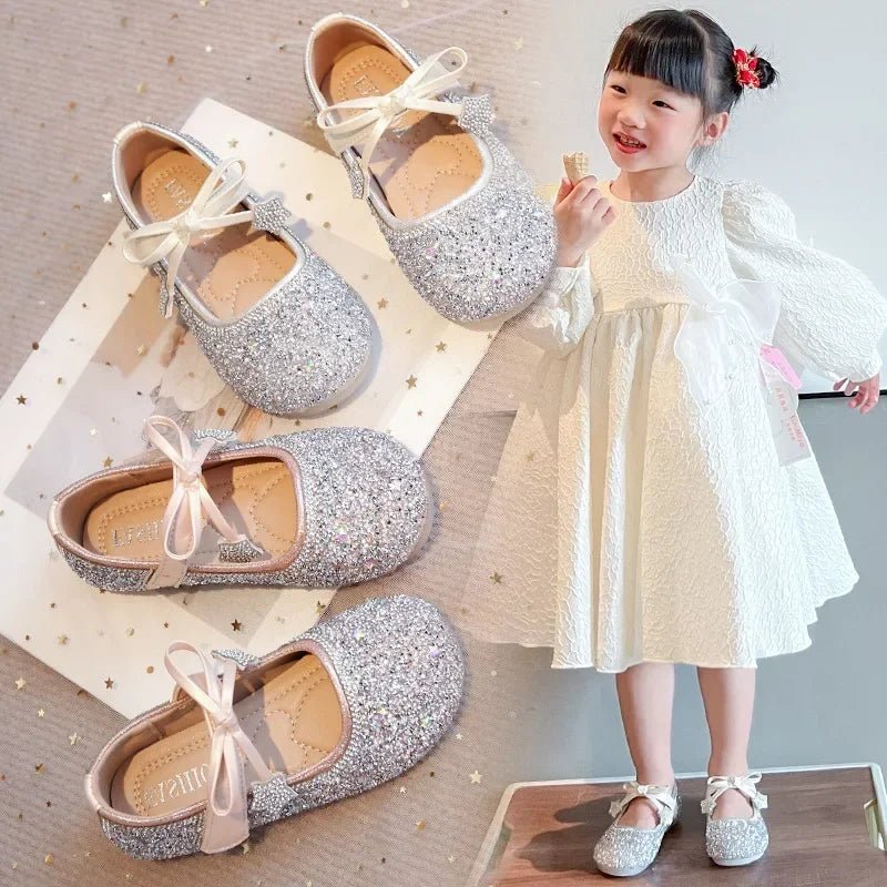 Girls Princess Shoes Round Toes Sweet Bows - Mom & Kids