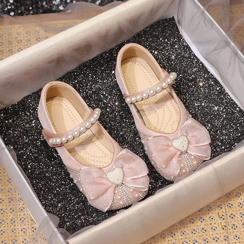 Girls’ Princess-Style Dress Shoes – Faux Leather Mary Janes with Sparkle Accents, Comfortable for Parties & Special Occasions - Mom & Kids