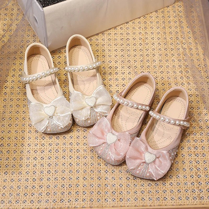 Girls’ Princess-Style Dress Shoes – Faux Leather Mary Janes with Sparkle Accents, Comfortable for Parties & Special Occasions - Mom & Kids
