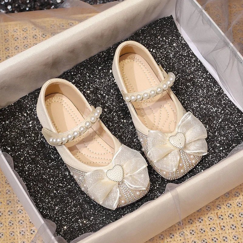 Girls’ Princess-Style Dress Shoes – Faux Leather Mary Janes with Sparkle Accents, Comfortable for Parties & Special Occasions - Mom & Kids