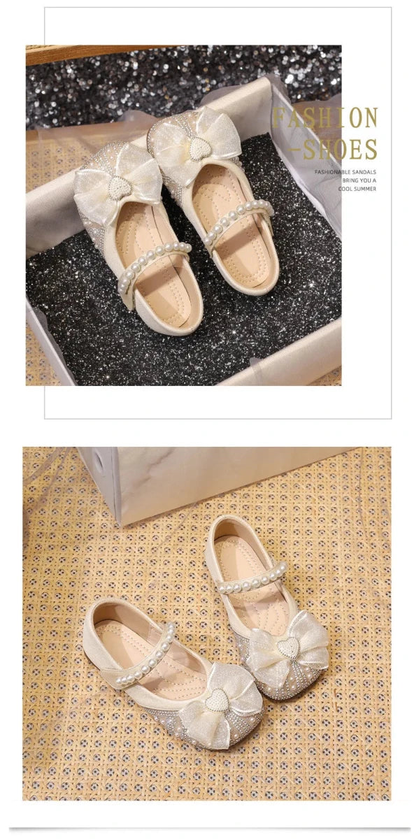 Girls’ Princess-Style Dress Shoes – Faux Leather Mary Janes with Sparkle Accents, Comfortable for Parties & Special Occasions - Mom & Kids