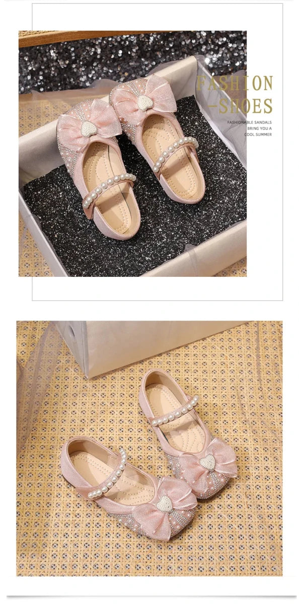 Girls’ Princess-Style Dress Shoes – Faux Leather Mary Janes with Sparkle Accents, Comfortable for Parties & Special Occasions - Mom & Kids
