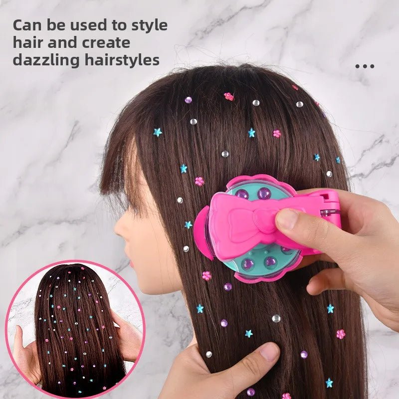Girls Role Play Diamond Hair Accessories DIY Craft Set Magic Stamping Bling Stickers Princess Dress Up Birthday Gift Toy - Mom & Kids