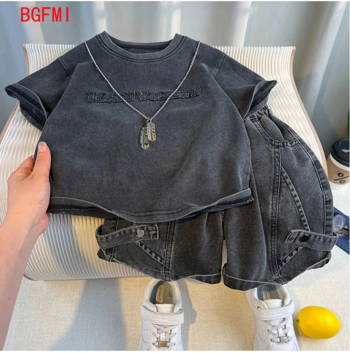 Hot Sale Fashion Baby Boy Suit Summer Clothes Short Sleeve T-shirt Short Jeans 2 Piece Set Kids Outfit Children's Costume - Mom & Kids