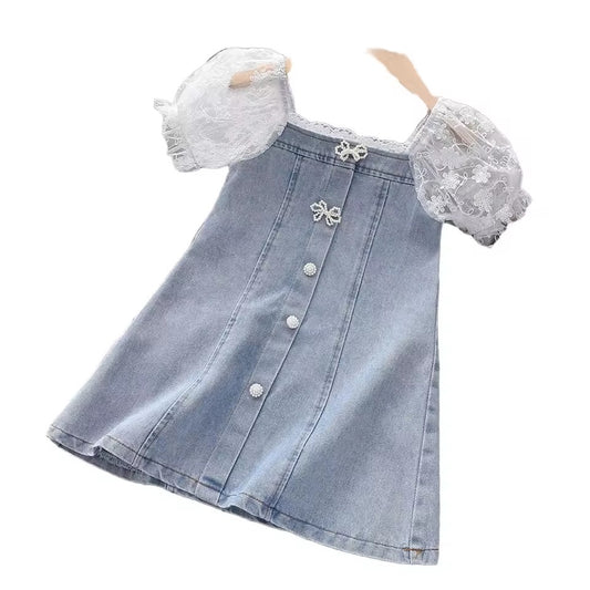 2025 Cowboy Clothing Puff Sleeves Princess Dress for Kids Girls