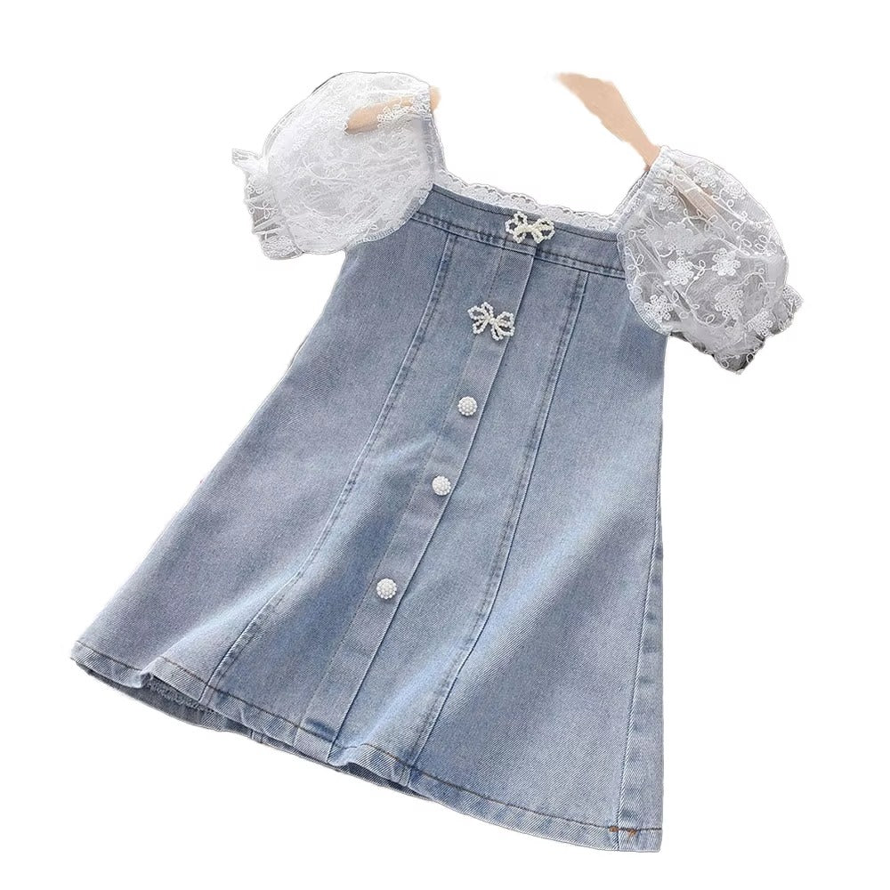 2025 Cowboy Clothing Puff Sleeves Princess Dress for Kids Girls