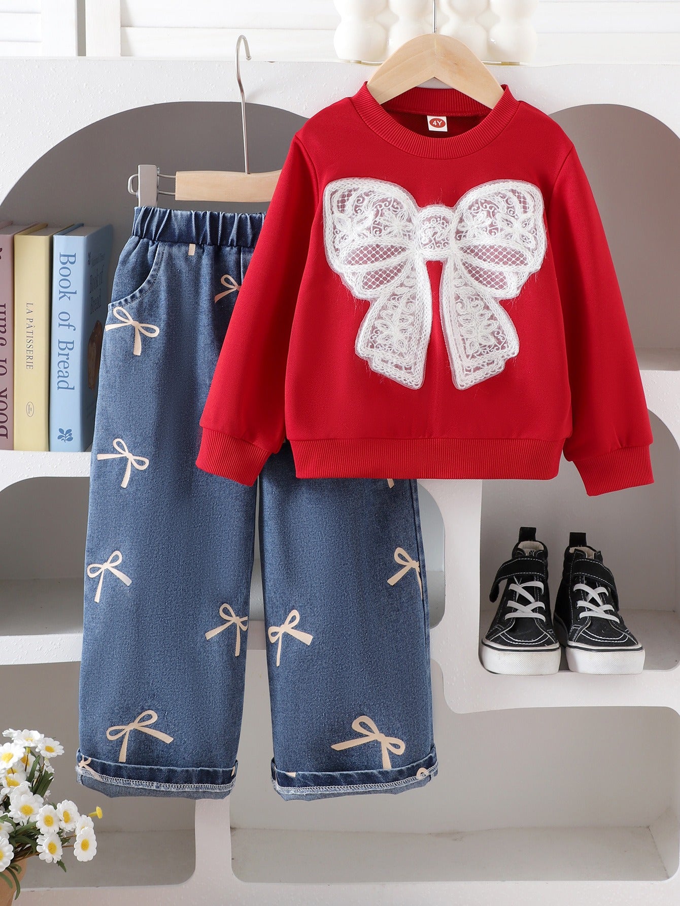 Autumn and winter new children's wine red long-sleeved sweatshirt + trousers set (Available)