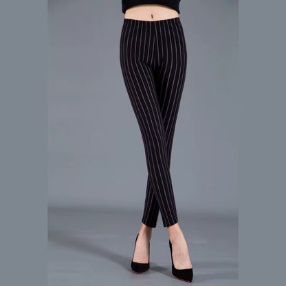 Women Plaid Leggings Fashion Print Fitness Houndstooth Floral Stripe Dot Leopard Pure Black Pants High Waist Trousers