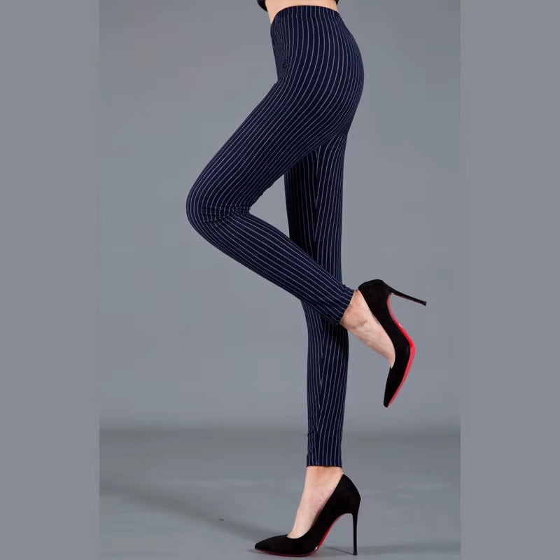 Women Plaid Leggings Fashion Print Fitness Houndstooth Floral Stripe Dot Leopard Pure Black Pants High Waist Trousers