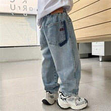Denim trousers stylish wide-leg pants