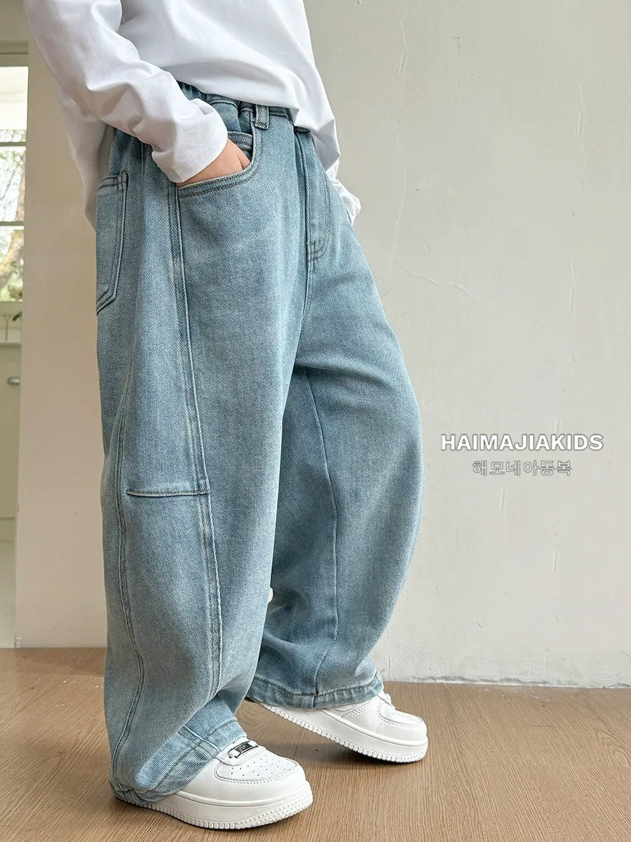 Denim trousers stylish wide-leg pants