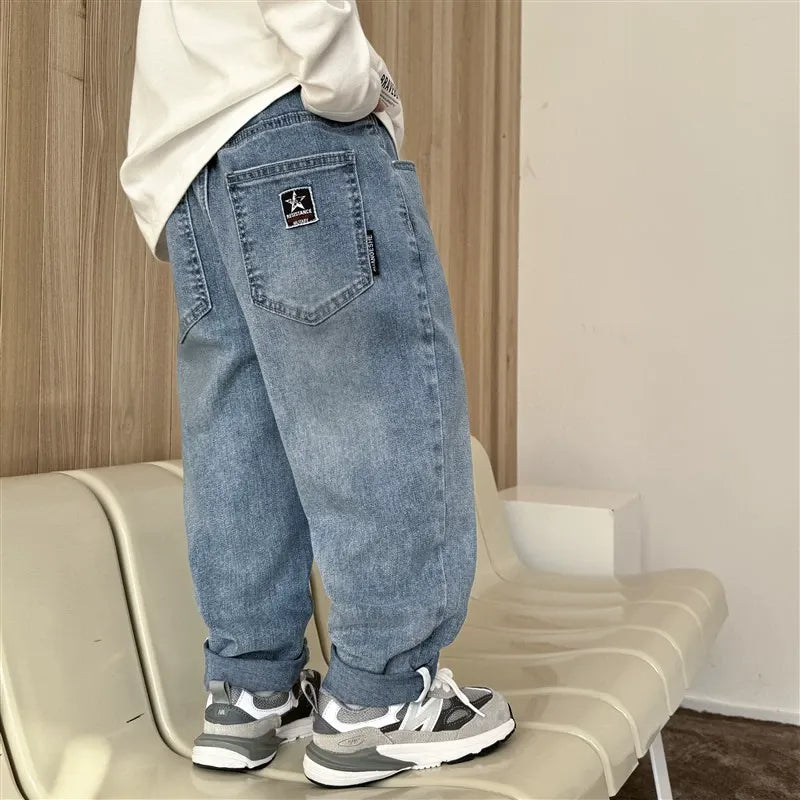 Denim trousers stylish wide-leg pants